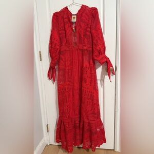 FARM Rio Vibrant Red Long Sleeve Dress